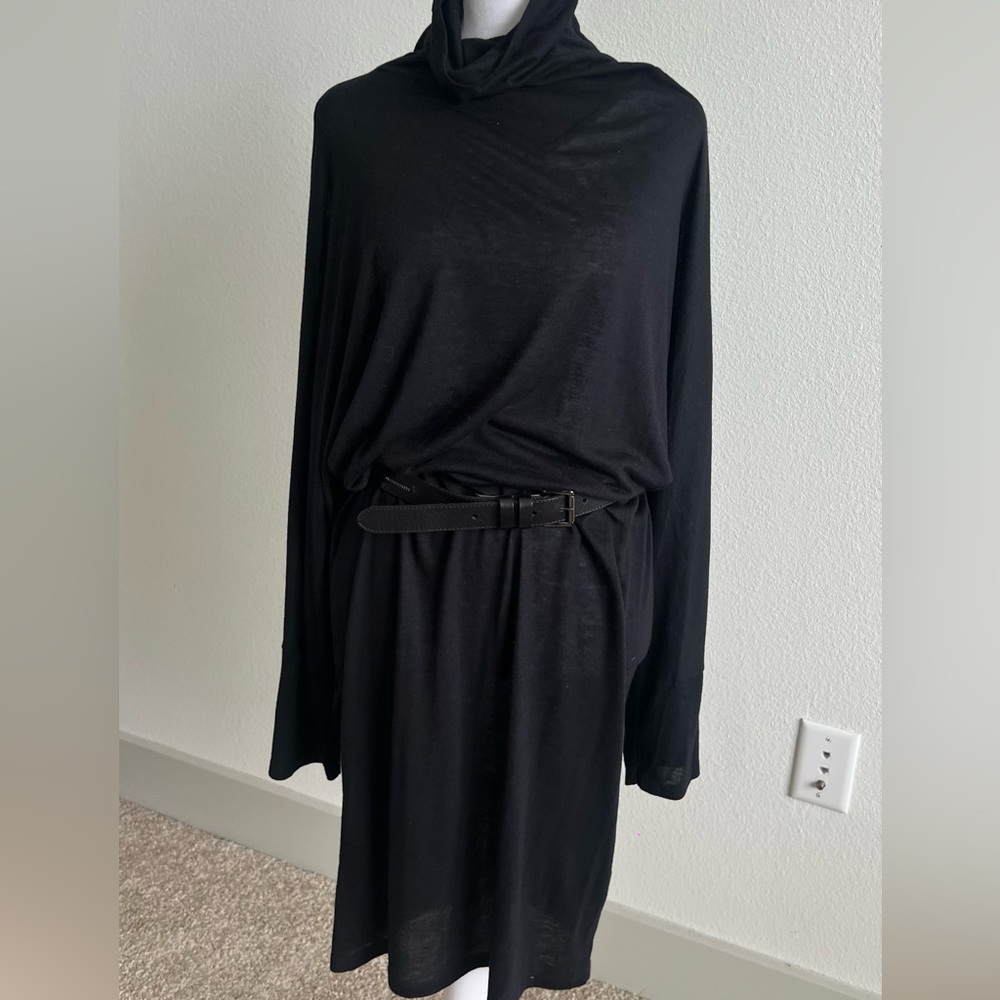 IRO Black Maxi semi sheer turtleneck dress